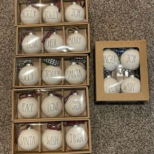 Rae Dunn Christmas Ornaments white/Black
